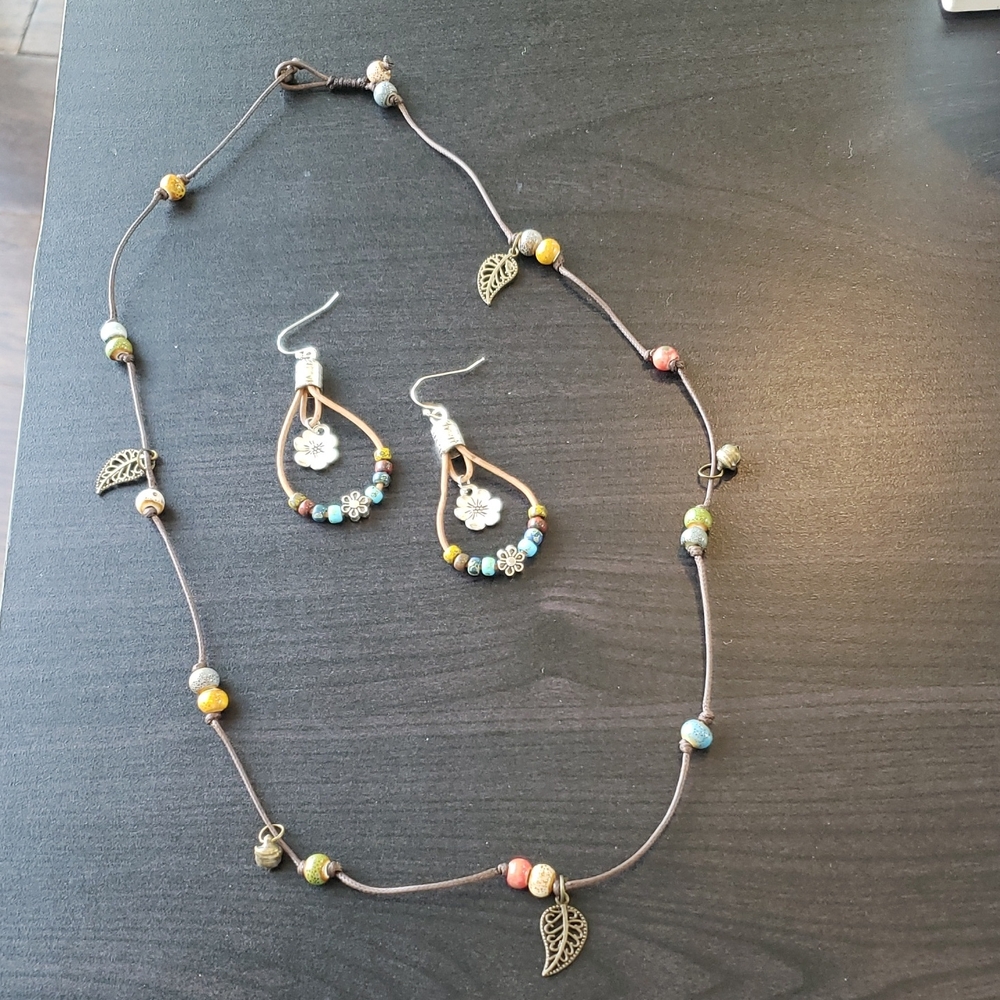 Bohemian Beaded Necklace and Earring Set